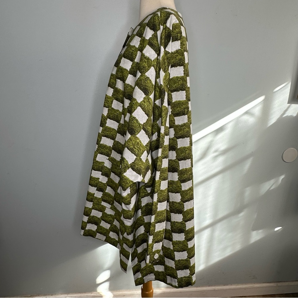 Unknown Brand Green Grass Checkered Print Oversized Kaftan Poncho Dress O/S - Picture 2 of 14